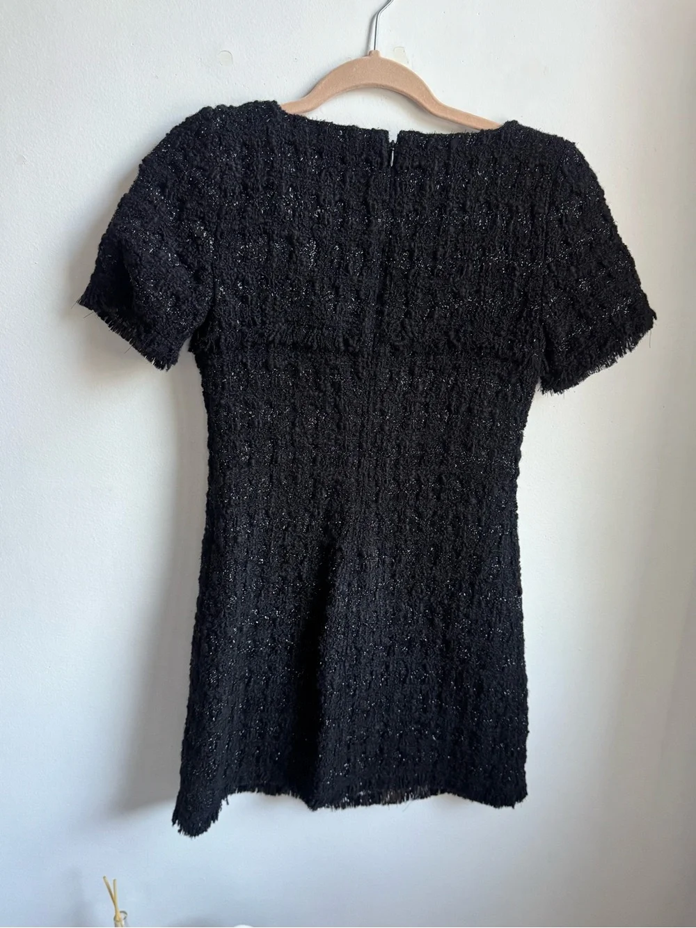 Tory Burch Black Tweed Short-Sleeve Mini Dress